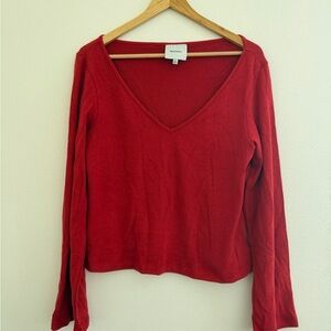 Reformation Red V-Neck Long Sleeve sweater